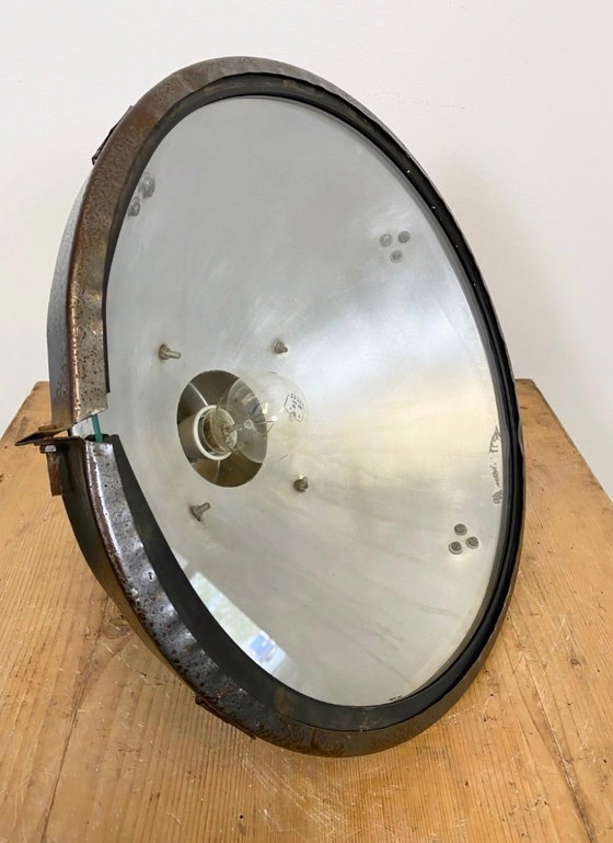 Image 1 of Lampada industriale in alluminio con copertura in vetro, anni '60