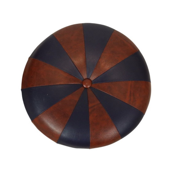 Image 1 of Round Vintage Pouf Purple Bordeaux