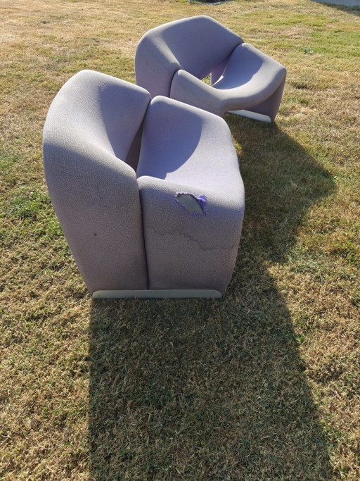 2x Artifort F598 Groovy M fauteuils blauw. Pierre Paulin – Aluminium, Textile (photo 2 of 6)