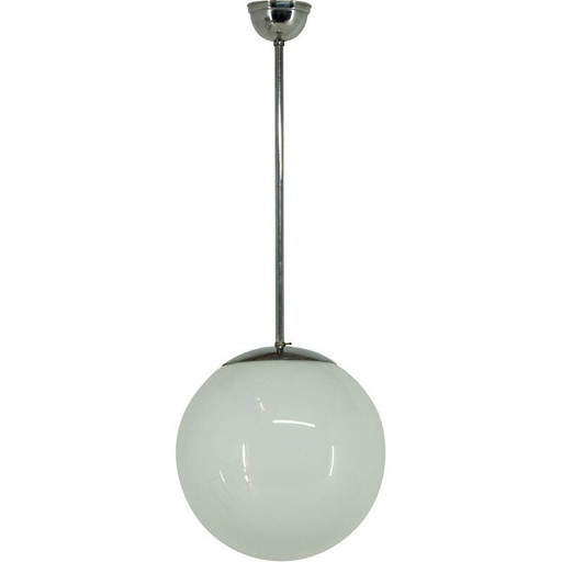 Lampada a sospensione cromata vintage minimalista del Bauhaus, 1930
