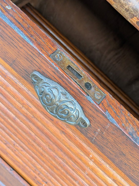 Image 1 of Mobile antico francese in rovere con doppia anta a serrandina - Armadio per archivio notarile (circa 1920)