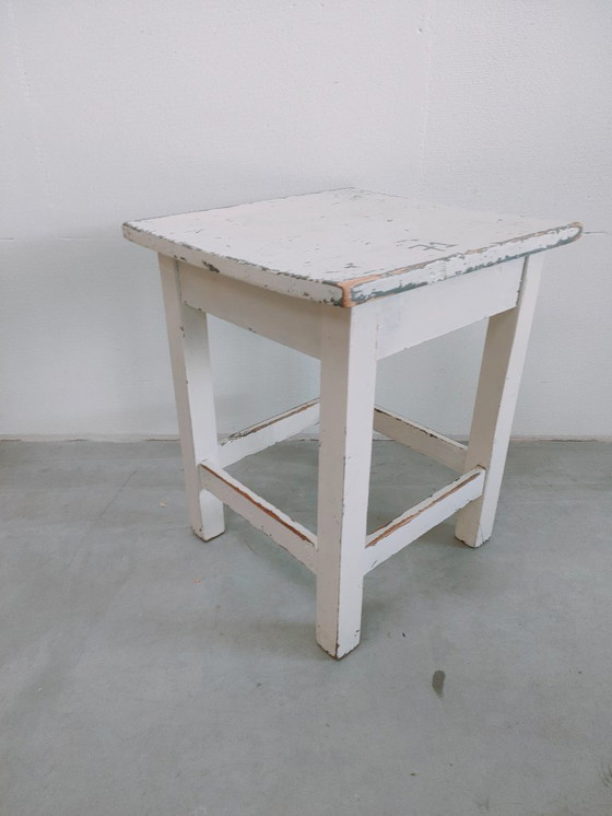 Image 1 of Brocante vintage/antique milk stool, side stool, side table (4 in stock).