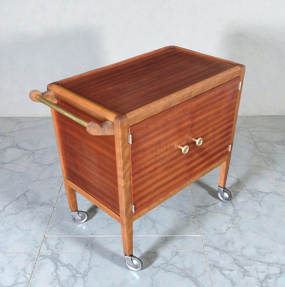 Image 1 of Desserte roulante Art Déco à plateau amovible – Ateliers Gauthier-Poinsignon Nancy, circa 1930