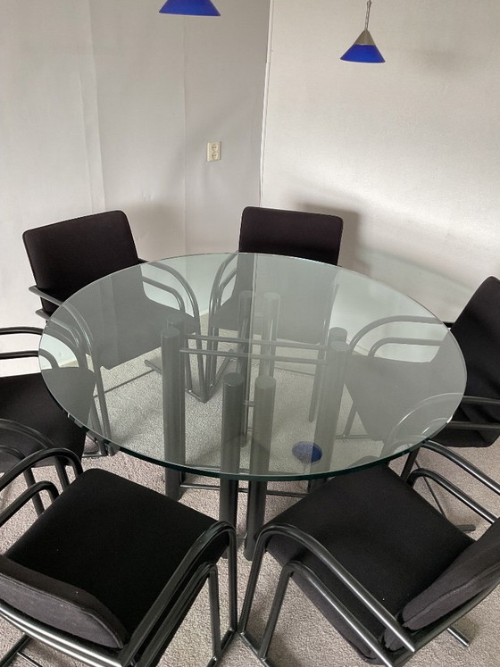 Round Glass Dining Table Late 80s – Metal (photo 4 of 5)