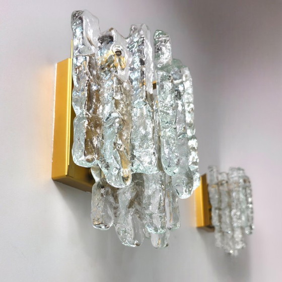 Image 1 of Set di lampade da parete Kalmar Franken in vetro ghiacciato, anni '70, metà secolo