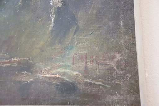 Antike Landschaft, Ölgemälde auf Leinwand, 19. Jahrhundert