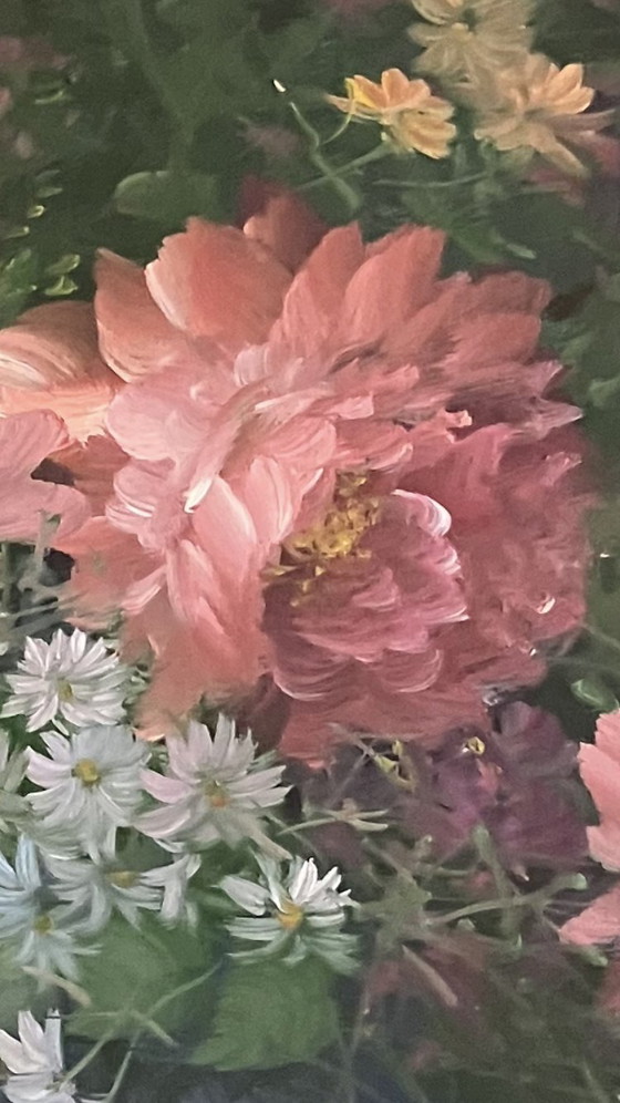 Image 1 of Magnificent Oil Painting by Gaston Quidousse (1938-1998) – Bouquet of Peonies