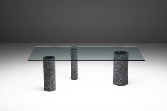 Image 1 of Esstisch aus Marmor und Glas von Massimo Vignelli, Italien, 1980er Jahre
