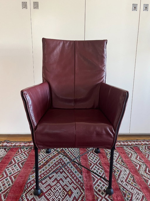 4 poltrone Montis Chaplin – in pelle bordeaux
