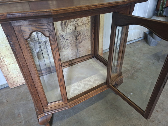 Image 1 of Antieke klassieke vitrinekast, servieskast, whiskeybar, wijnkast met afneembaar dienblad afm: 79x53cm en 80cm hoog.