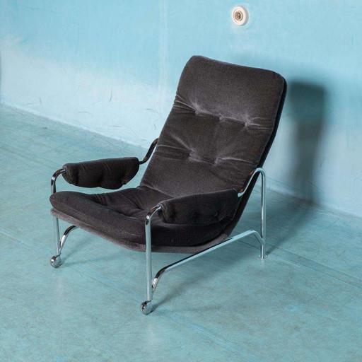 Space age armchair chrome vintage 70s lounge chair