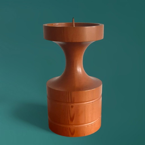 Candelabro de madera vintage de mediados de siglo H24D13