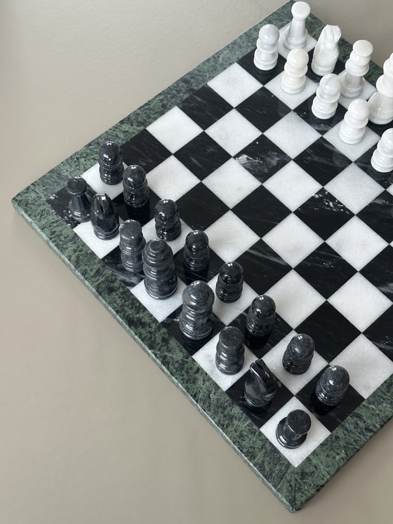 Image 1 of Marmeren schaakspel XL groot schaakset bord steen 
