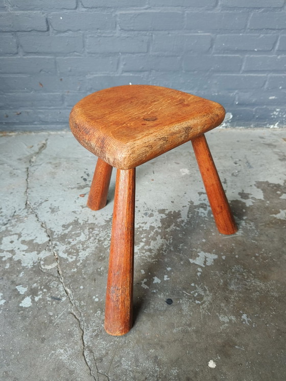 Tabouret vintage en chêne des années 60 - tabouret dans le style de Perriand – Bois (photo 13 of 14)