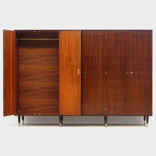 Ampio armadio vintage a 6 ante in teak, anni '60.
