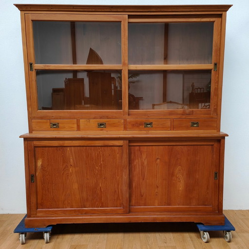 Vintage French country sideboard cabinet, wall cabinet kitchen cabinet Teakwood