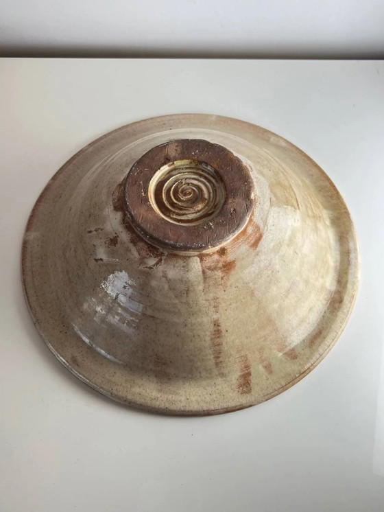 Piatto in ceramica smaltata con decorazione floreale verde e blu, terraglia del sud vintage, fatto a mano (foto 7 di 7)