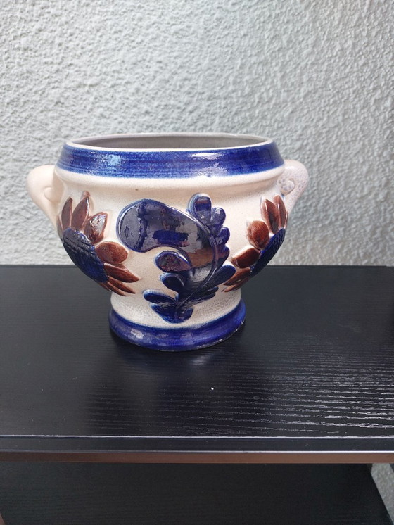 Image 1 of antique earthenware flower pot