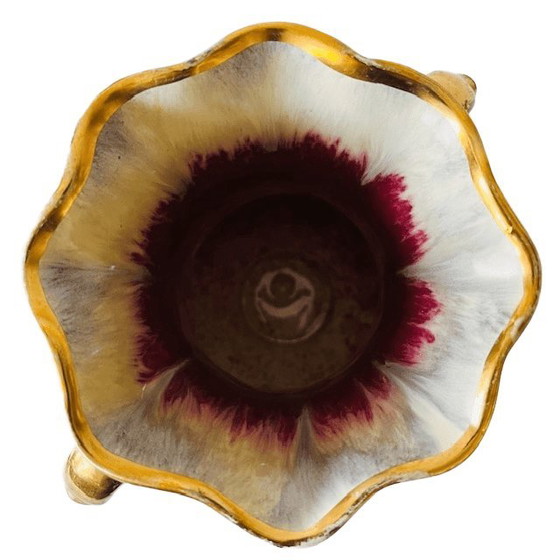 Image 1 of Vaso Jasba di metà secolo fucsia con oro barocco anni '50