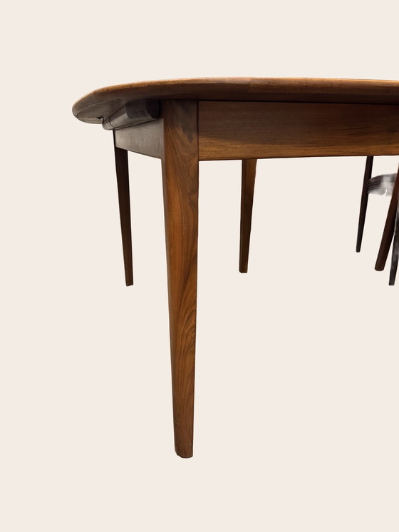 Image 1 of Extendable oval dining table - teak/walnut - A.A. Patijn for Zijlstra, 1950s