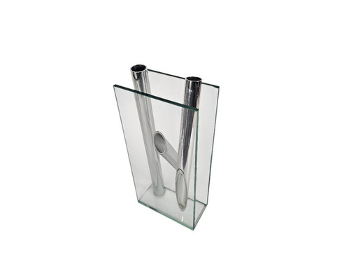 Lisa Mori for Inn - Inn Crystal Glass GmbH - Modernist - glass - crystal - aluminum - vase - 90s