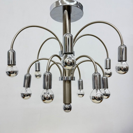 Image 1 of Lampada da soffitto vintage in ottone cromato di Sciolari, anni '70