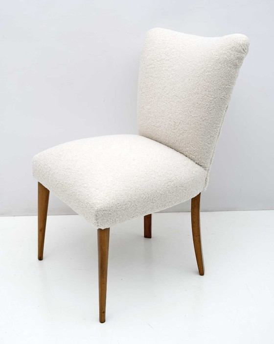 Image 1 of Petit fauteuil italien en tissu bouclé, style Mid-Century Modern, années 1950