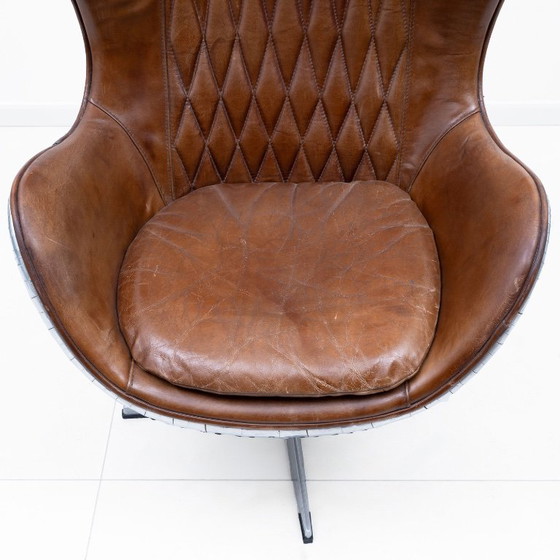 Image 1 of Fauteuil œuf Tomcat Aviator Mid-Century, cuir et métal, années 1970