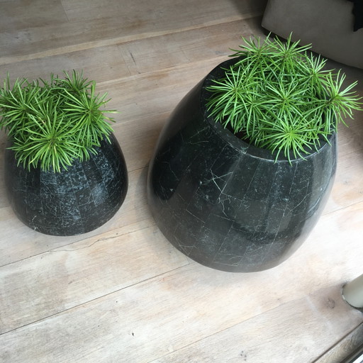 2 unique plant pots (natural stone)