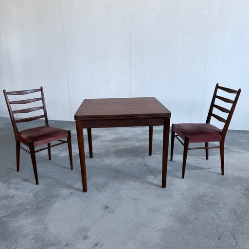 Set uitschuif tafel en 2 stoelen Pastoe teakhout