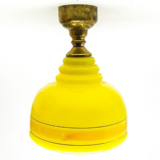 Postmoderne Pendelleuchte aus der Mitte des 20. Jahrhunderts von Polam, 1970er Jahre – hanglampen, Glass, Metal