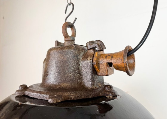 Image 1 of Lampada a sospensione industriale a gabbia in ghisa e smalto nero, anni '60