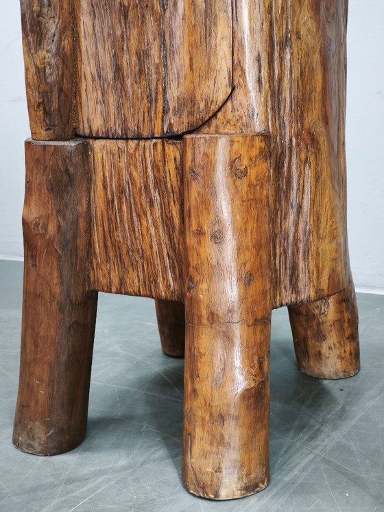 Armoire Sculpturale Brutaliste Française en Bois d'Orme Massif des Années 1960 – Armoires de rangement (photo 5 of 16)