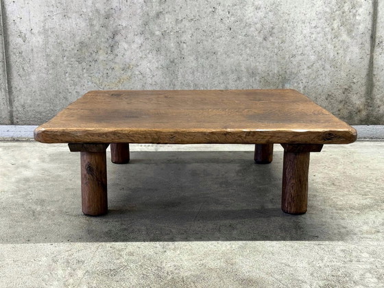 Image 1 of XL Brutalistischer Wabi-Sabi Couchtisch aus massiver Eiche