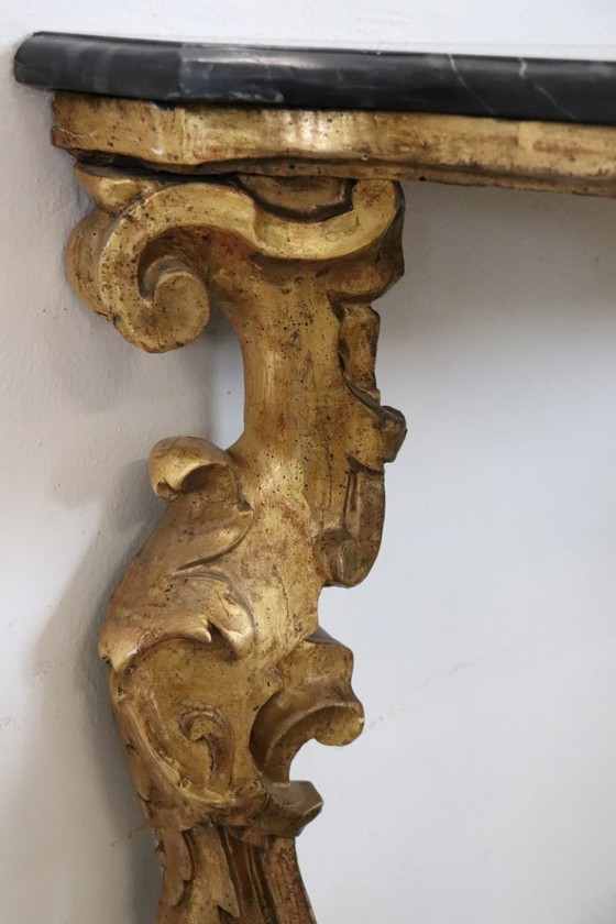 Image 1 of Antiker Konsolentisch aus Gildeholz mit Marmorplatte, Italien 18.