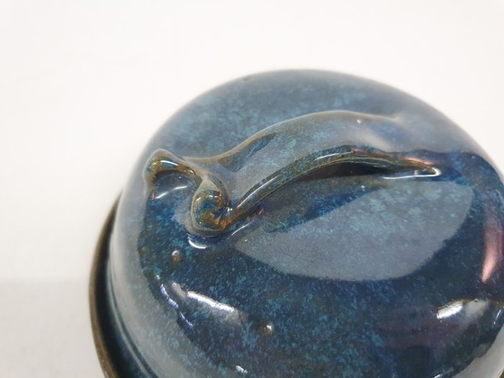 Image 1 of Beurrier en céramique bleue, France, années 1960