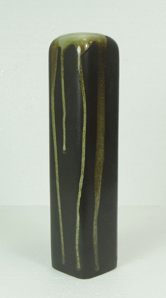 Image 1 of slim VASE ditmar urbach teplice dark and light green 