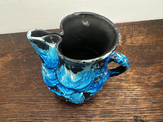 Image 1 of Small Fat Lava Blue Pitcher - Atelier du Cyclope Annecy
