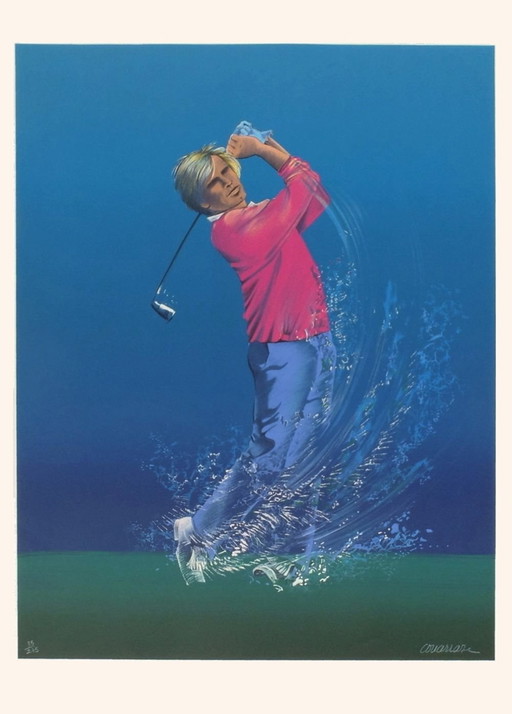 Jean-Pierre COUARRAZE Le Golfeur Signierte Lithographie 1985