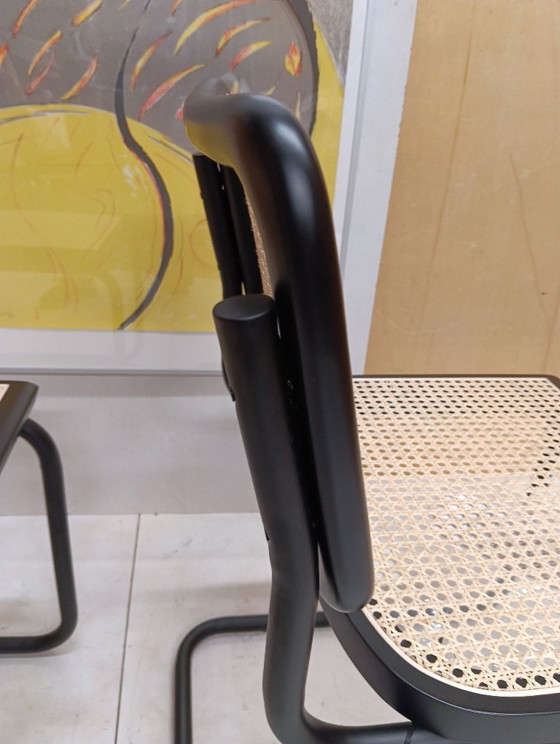 Image 1 of ALIVARMVSEVM 104. SET of 2 CESCA B32 Chairs (NEW) in Black Frame Limited Edition 