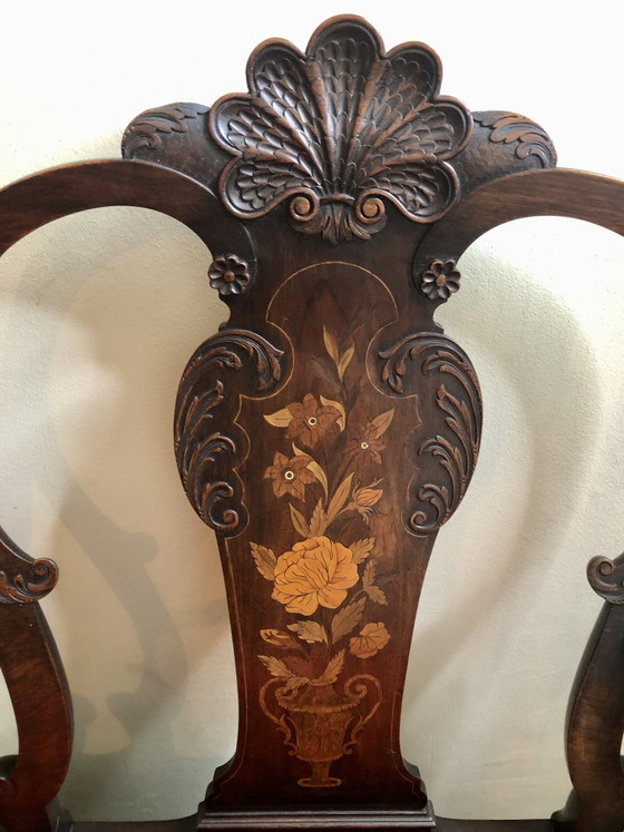 Sedie da pranzo Queen Anne antiche Tavolo Inghilterra anni '30, Legno, Rosso (foto 9 di 15)