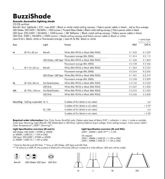 Image 1 of 2x BuzziShade Pendant - Acoustic decorative lighting shade