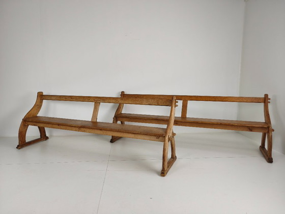 Bancs d'école victoriens en pin pitchpin – Vers 1900, Angleterre – Wood (photo 8 of 12)