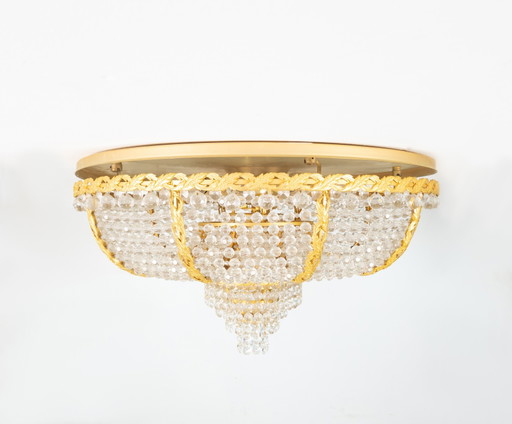 Lampada da soffitto in cristallo di bronzo dorato Palwa