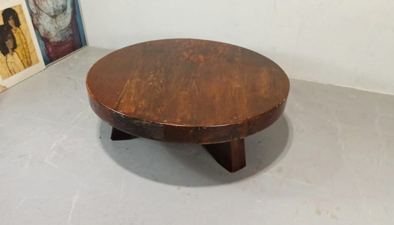 Image 1 of Vintage Wabi Sabi brutalist round coffee table 