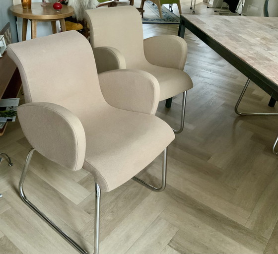 Image 1 of 6x Lensvelt meeting chair, beige fabric - model "Flag"