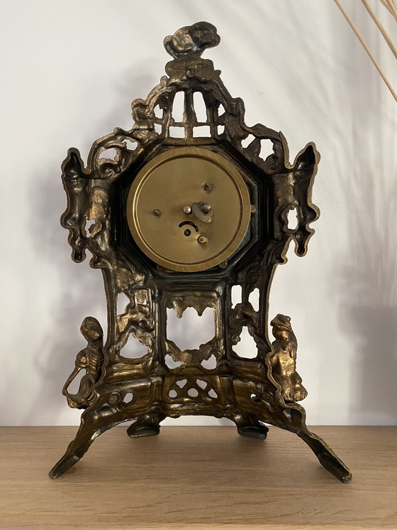 Image 1 of Vintage Lowental Heavy Duty Cast Brass Tab Le Mantle Clock