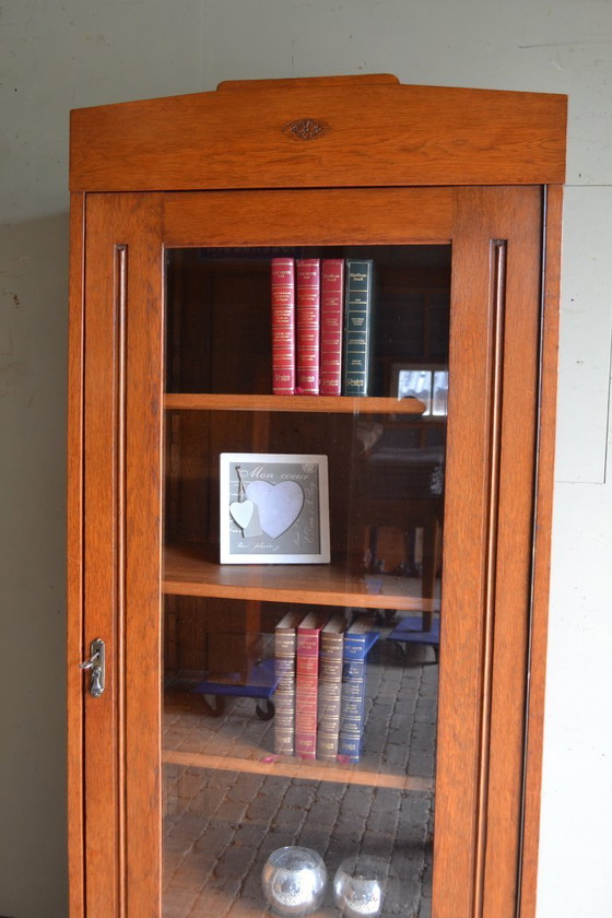 Image 1 of Antique oak wood Art Deco display case, bookcase.