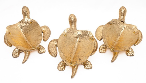 Set di 3 tartarughe portafortuna, Oggetti decorativi, Ottone, Oro, Dorato (foto 3 di 11)