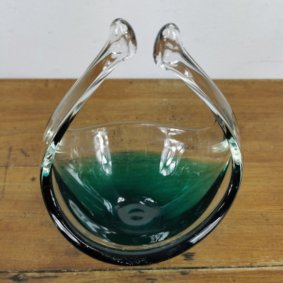 Image 1 of Vintage glazen schaaltje, Glazen mandje. Italiaans glas 016